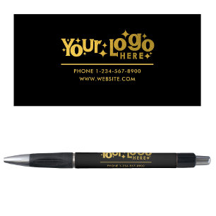 Professional  Gold Business Logo Contact Details Pen