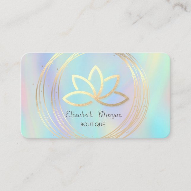 Professional Gold Circles Lotus Holographic  Business Card (Front)