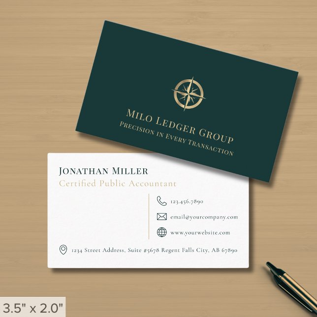 Professional Gold Compass Logo Business Card (Creator Uploaded)