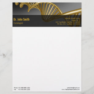 Professional Gold DNA Strand Medical Luxury Letterhead
