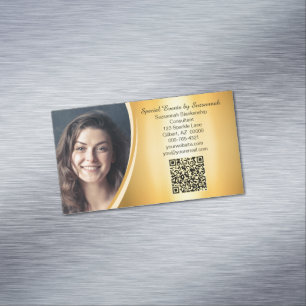 Professional Gold Flare Custom Photo QR Code Magnetic Business Card