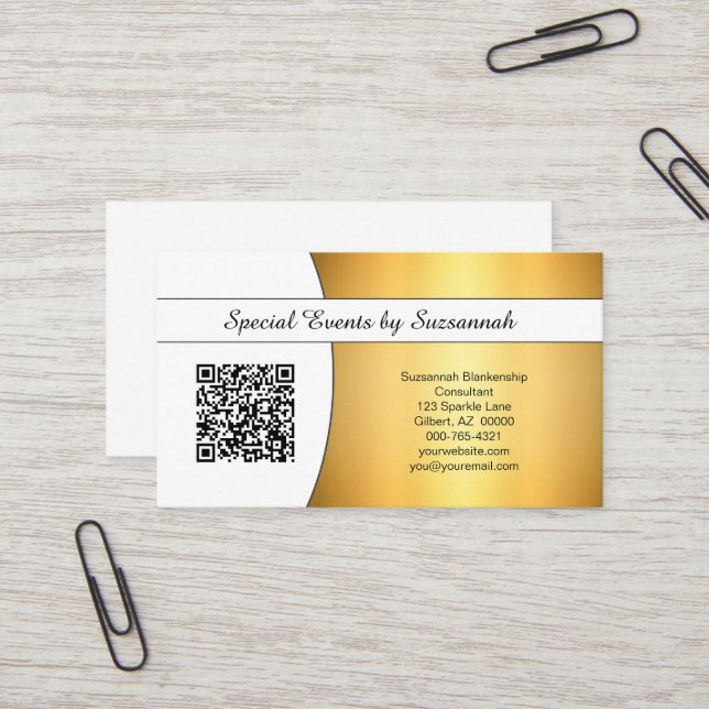 Professional Gold Flare Custom QR Code Business Card (Front/Back In Situ)