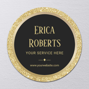 Professional Gold Glitter Border Modern Business Classic Round Sticker