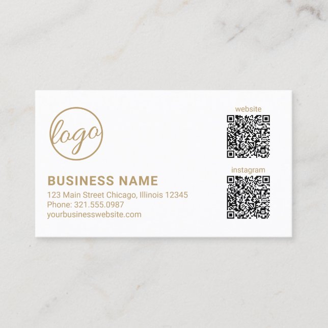 Professional Gold Logo QR Code Modern Business Card (Front)