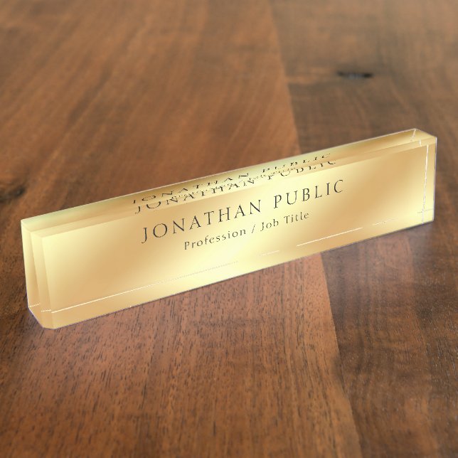 Professional Gold Look Calligraphy Name Elegant Nameplate (Side)