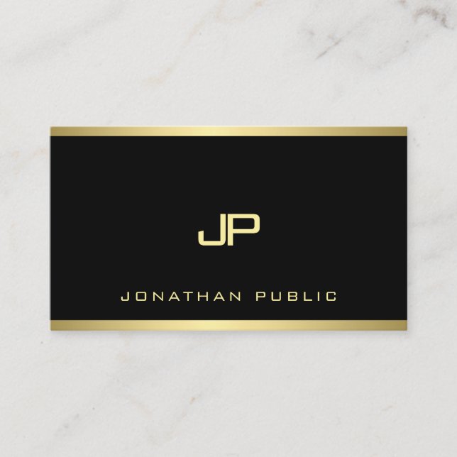 Professional Gold Monogram Glam Modern Elegant Business Card (Front)