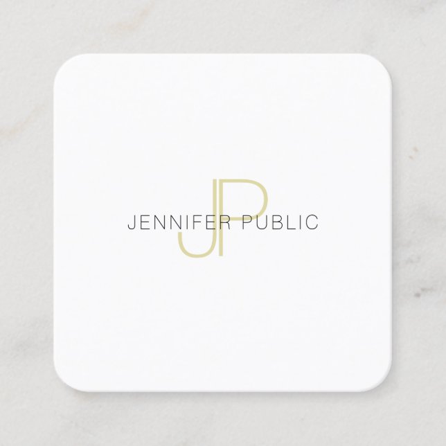 Professional Gold Monogram Template Trendy Modern Square Business Card (Front)