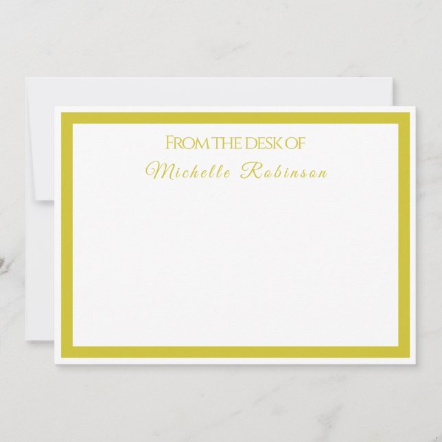 Professional Gold Personalized Name Flat Note Card (Front)