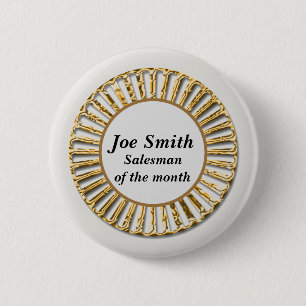 Professional Gold Salesman of the Month Name Tag 2 Inch Round Button