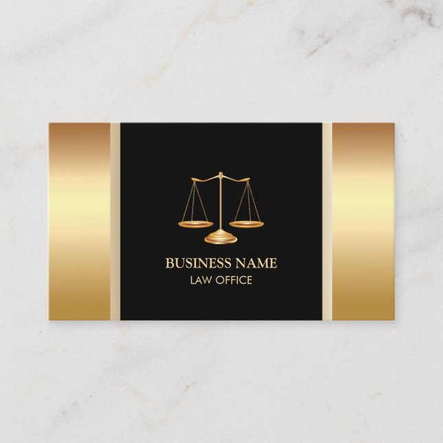 Professional Gold Scale Attorney & Lawyer Business Card (Front)