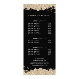 Professional Gold Splatter Service Menu