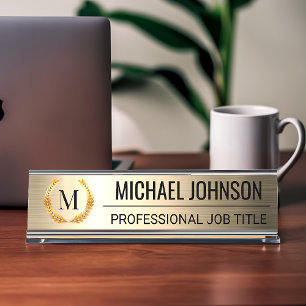 Professional Gold Stainless Steel Metal Desk Name Plate
