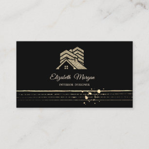 Professional Gold Stripes Glitter House Roof Business Card