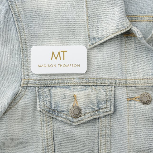 Professional Gold White Employee Name Business  Name Tag (In Situ)