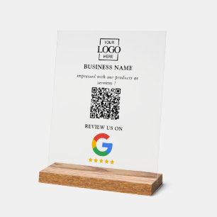 Professional Google Reviews QR Code Business Logo Acrylic Sign