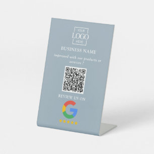 Professional Google Reviews QR Code Business Logo  Pedestal Sign