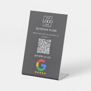 Professional Google Reviews QR Code Business Logo Pedestal Sign
