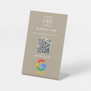Professional Google Reviews QR Code Business Logo Pedestal Sign