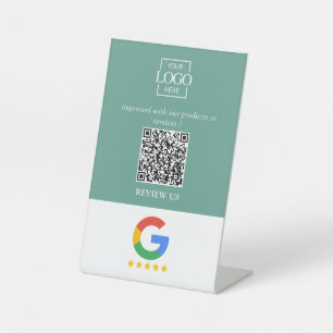 Professional Google Reviews QR Code Business Logo Pedestal Sign