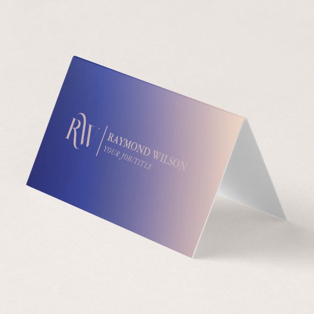 Professional Gradient Faux Rose Gold and Navy Blue Business Card (Front)