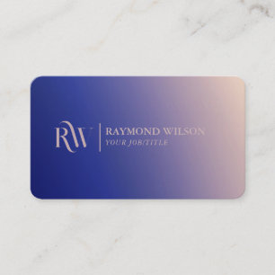 Professional Gradient Faux Rose Gold and Navy Blue Business Card