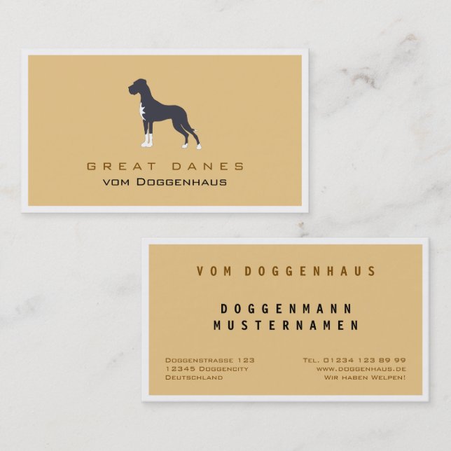 Professional Great Dane brown Business Card (Front/Back)