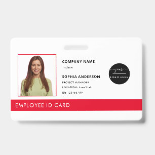 Professional Green Company Logo Employee Photo ID  Badge