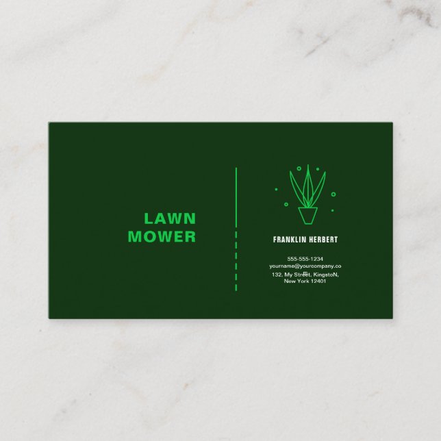 Professional Green Lawn Care & Landscaping B Business Card (Front)