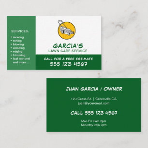 Professional Green Lawn Care Service Business Card