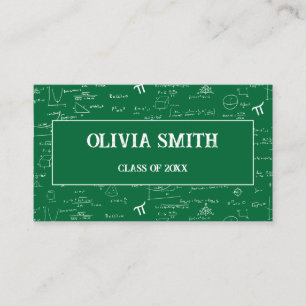 Professional Green Math Formulas Graduate Business Card