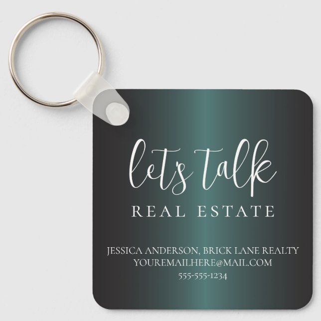 Professional Green Metallic Foil Real Estate  Keychain (Front)