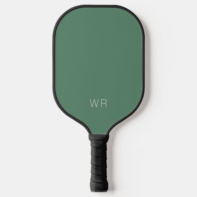 Professional Green Monogram Initials Pickleball Paddle (Front)