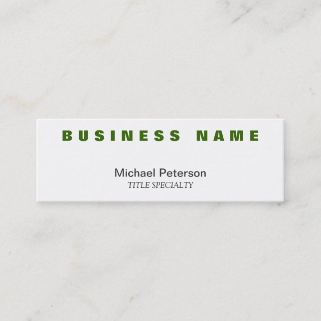 Professional Green White Skinny Business Card (Front)
