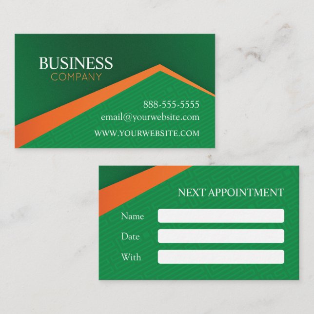 Professional Green with Orange Stripe Appointment Card (Front/Back)