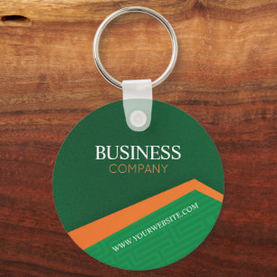 Professional Green with Orange Stripe Corporate Keychain