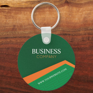 Professional Green with Orange Stripe Corporate Keychain