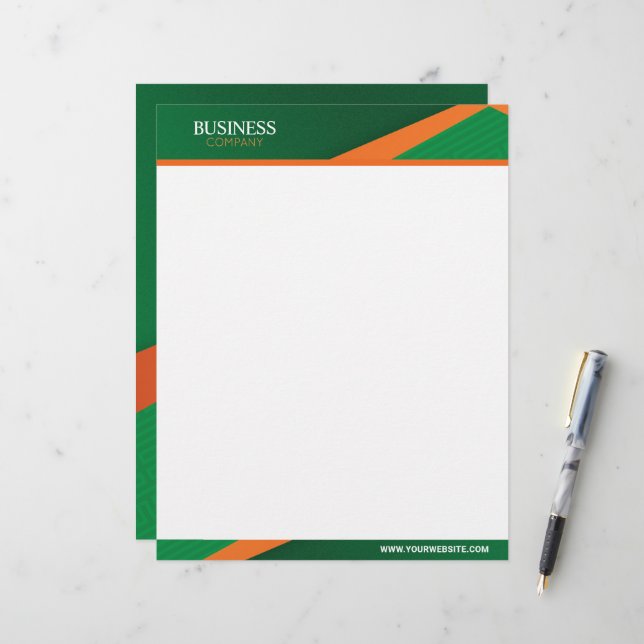 Professional Green with Orange Stripe Corporate Letterhead (Front/Back In Situ)