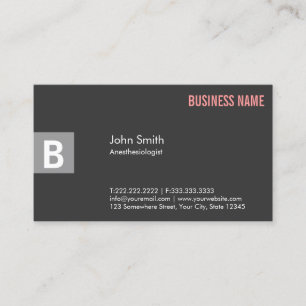Professional Grey Anesthesiologist Business Card