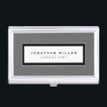 Professional Grey & Black Framed Name & Title Business Card Holder<br><div class="desc">Professional business card holder features sleek minimalist design in a grey, black and white colour palette. Custom name and title presented on a simple white background, framed in a sleek border on a grey background. Shown with personalized name and title in simple modern font, this executive business card holder is...</div>