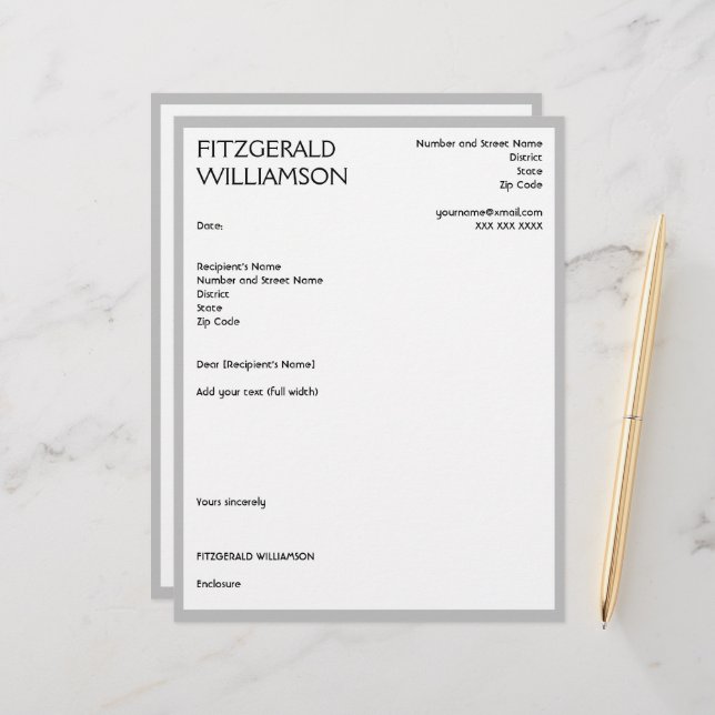 Professional Grey Custom Letterhead (Front/Back In Situ)