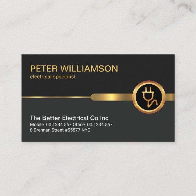 Professional Grey Layers Gold Plug Business Card (Front)