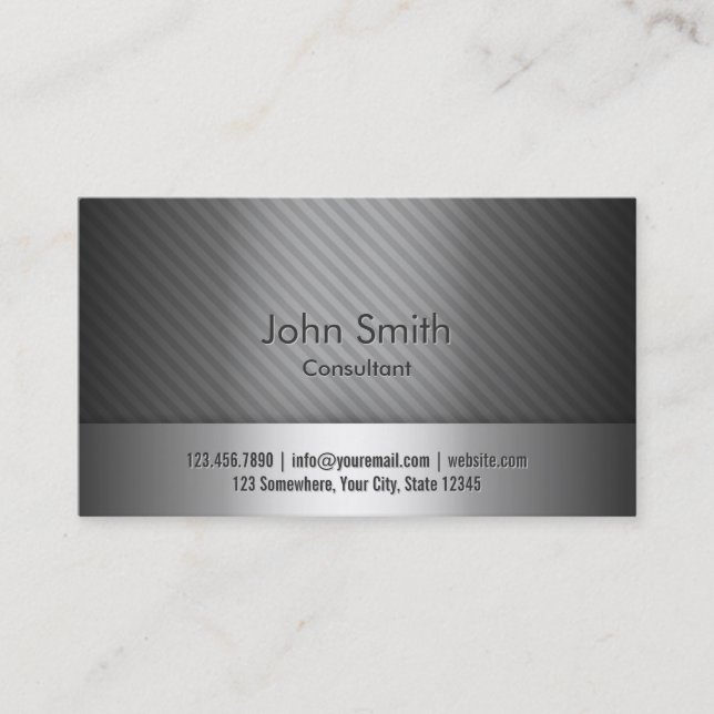 Professional Grey Metal Consultant Business Card (Front)
