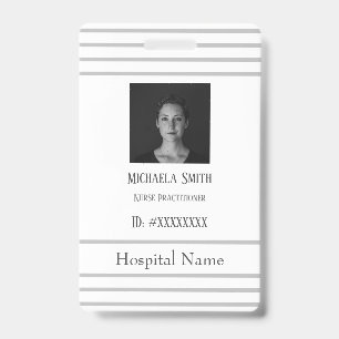 Professional Grey Minimalist Hospital Employee Badge