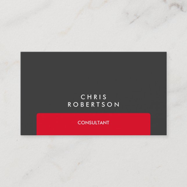 Professional Grey Red Stripe Business Card (Front)