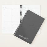 Professional Grey "Schedule" Planner<br><div class="desc">Professional business planner features a minimal design in a grey colour palette with white accents. Custom text presented in the lower quadrant, centred in stylish simple font. Shown with "schedule" on the front in modern typography, this personalized business planner is designed with custom text. You can customize by changing the...</div>