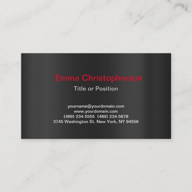 Professional Grey Simple Plain Modern Stylish Business Card (Front)