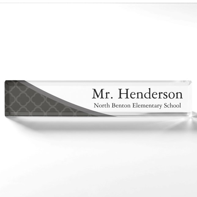 Professional Grey Teacher Nameplate (Front)