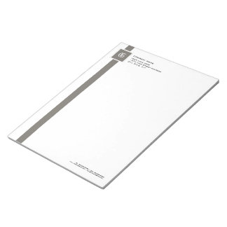 Professional Grey & White Stripe Monogram 11" x 8 Notepad