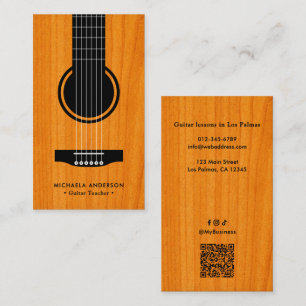 Professional Guitar Teacher QR Code & Social Media Business Card