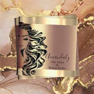 Professional Hair Salon Makeup Lash Rose Square Square Business Card